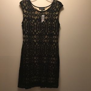 Black Lace over Nude Women’s Dress NWT 12P